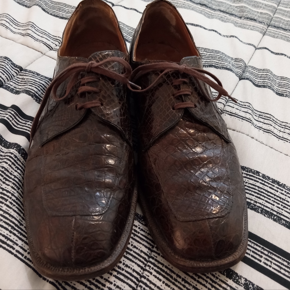 Rare VTG GENUINE exotic full crocodile alligator Oxford dress shoes size 12 mens